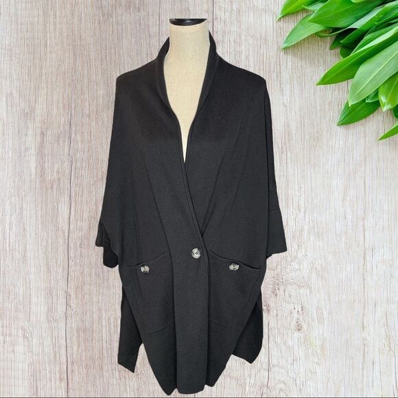 MARLA WYNNE QVC BLACK DRAMA KIMONO Sweater SIZE SMALL - Picture 1 of 8